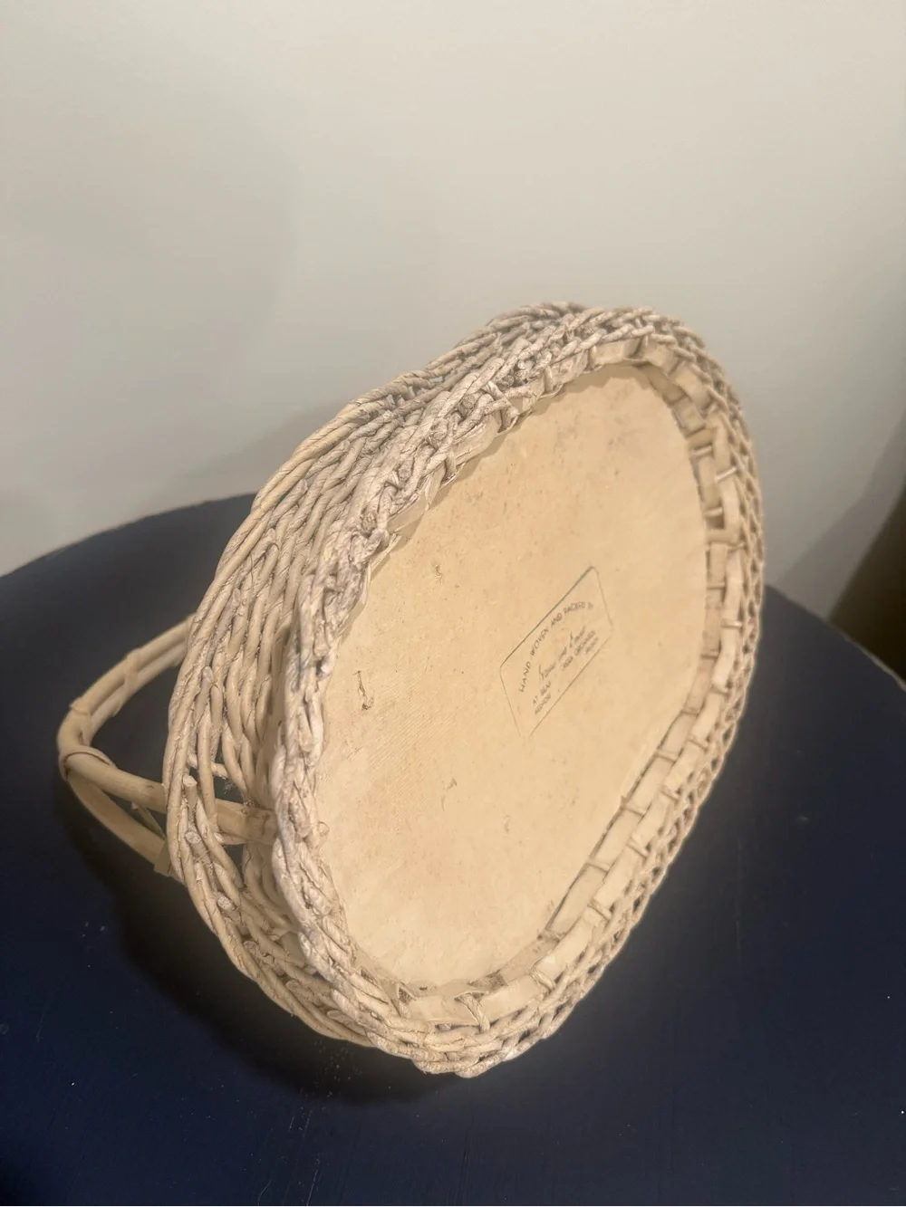 Vintage Harry & David Bear Creek Orchards Handwoven White Wicker Basket